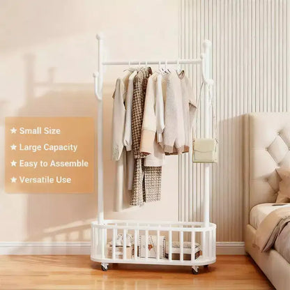 Porte-manteau, range-chaussures, panier à linge en métal avec roulettes verrouillables