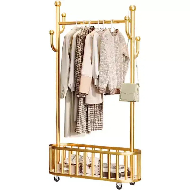 Porte-manteau, range-chaussures, panier à linge en métal avec roulettes verrouillables