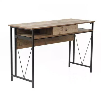 Bureau d'ordinateur HomeStock en composite de bois blanc de 29 po de haut avec étagère de rangement ouverte