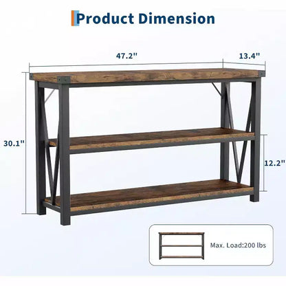 Longue console, Table d'entrée en bois cannelé, Table de canapé derrière le canapé