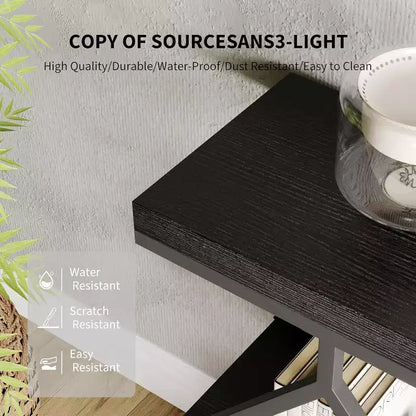 Console d'appoint industrielle à 3 niveaux avec rangement et étagères ouvertes, structure métallique en forme de losange