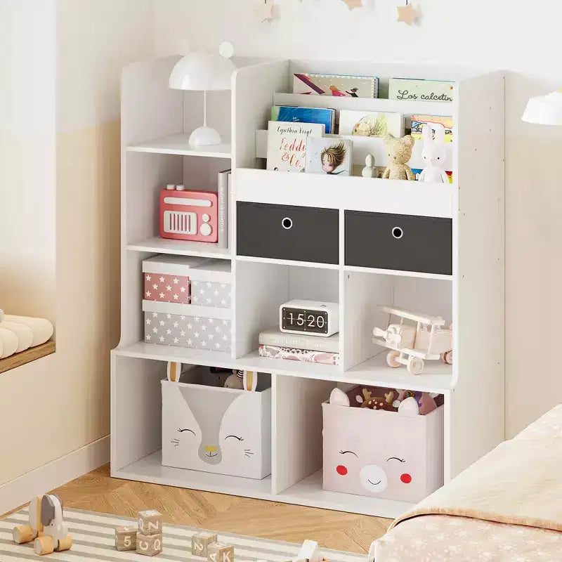 Kids Storage Organizer, Kids Bookshelf with Drawers, Modern Bookcase with Cubbies, Floor Storage Cabinet, Wooden Storage Chest for Kids Room