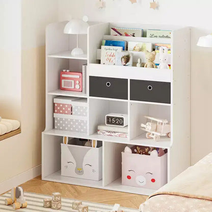 Kids Storage Organizer, Kids Bookshelf with Drawers, Modern Bookcase with Cubbies, Floor Storage Cabinet, Wooden Storage Chest for Kids Room
