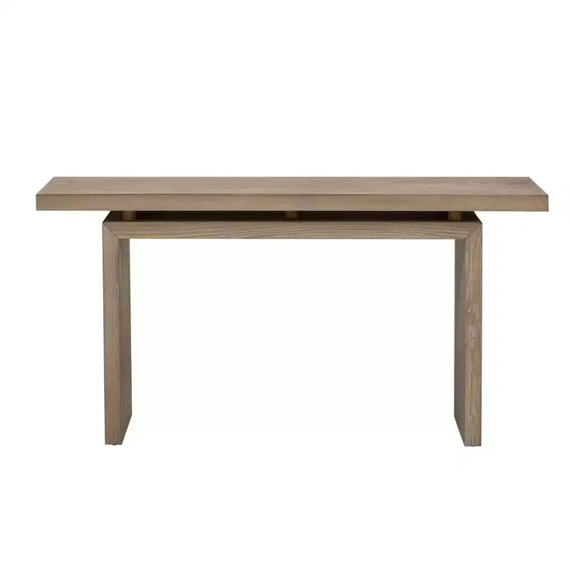Console minimaliste avec placage en frêne, Table d'entrée en bois moderne pour l'entrée et le salon