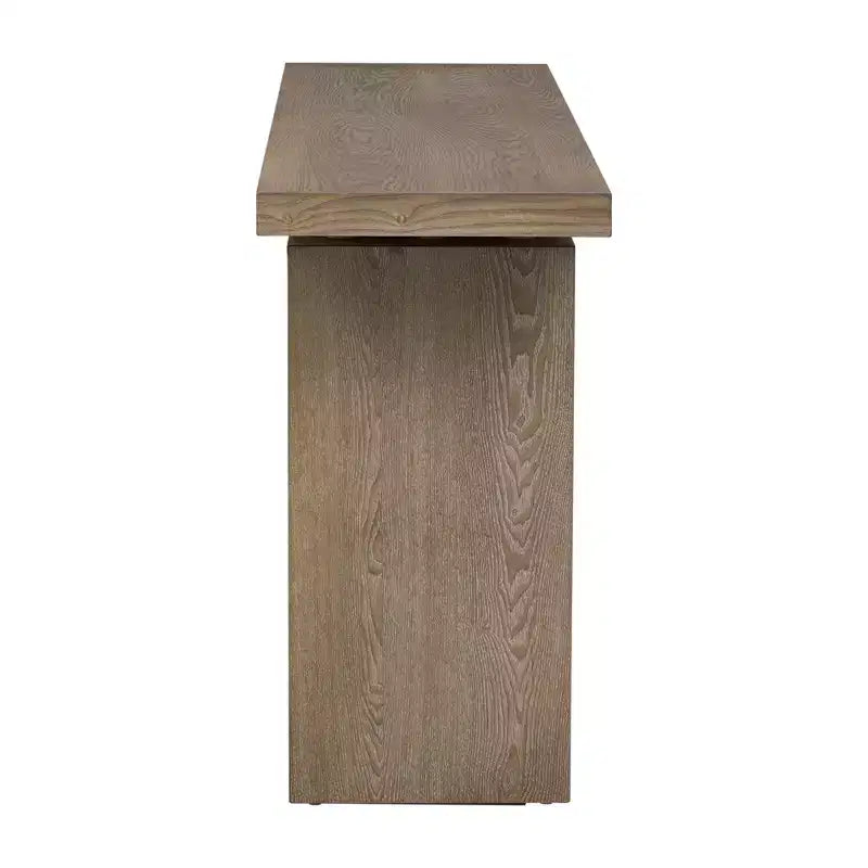 Console minimaliste avec placage en frêne, Table d'entrée en bois moderne pour l'entrée et le salon