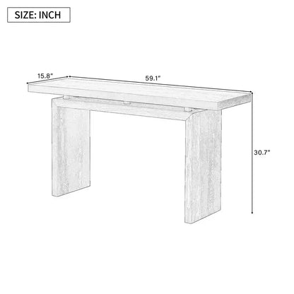 Console minimaliste avec placage en frêne, Table d'entrée en bois moderne pour l'entrée et le salon