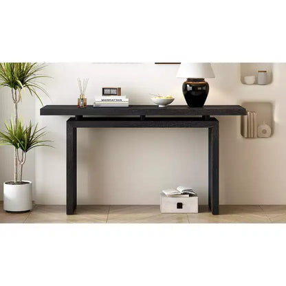 Console minimaliste avec placage en frêne, Table d'entrée en bois moderne pour l'entrée et le salon