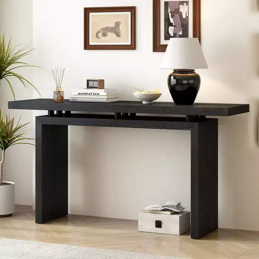Minimalist Console Table with Ash Veneer, Modern Wood Entryway Table for Entryway and Living Room
