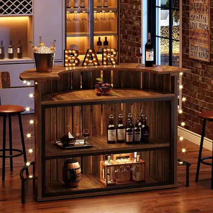 Table de bar Lantine 39.4 à 4 niveaux, meuble de bar à domicile avec repose-pieds, mini-table de bar en arc, armoire à vin moderne pour bar de maison, salon