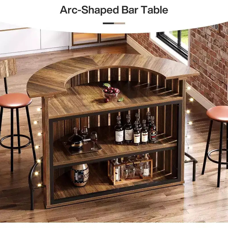 Table de bar Lantine 39.4 à 4 niveaux, meuble de bar à domicile avec repose-pieds, mini-table de bar en arc, armoire à vin moderne pour bar de maison, salon