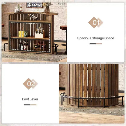 Table de bar Lantine 39.4 à 4 niveaux, meuble de bar à domicile avec repose-pieds, mini-table de bar en arc, armoire à vin moderne pour bar de maison, salon
