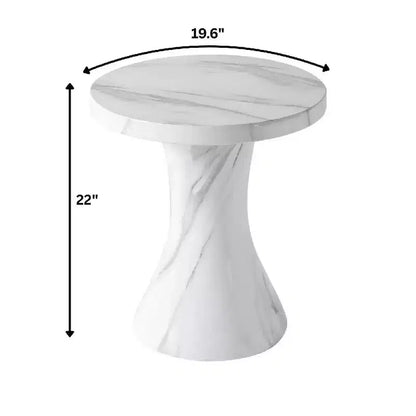 Table d'appoint ronde LeisureMod Isidra 19 en fibrestone avec finition effet marbre et piètement tulipe évasé pour salons, patios ou espaces lounge