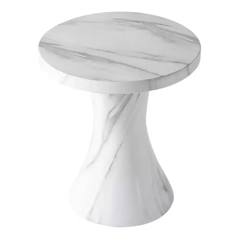 Table d'appoint ronde LeisureMod Isidra 19 en fibrestone avec finition effet marbre et piètement tulipe évasé pour salons, patios ou espaces lounge