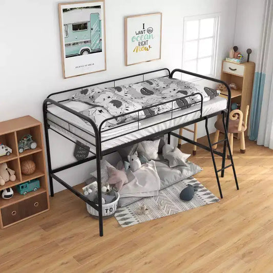 Bellemave Metal Twin Loft Bed , Twin Size High Loft Bed Black