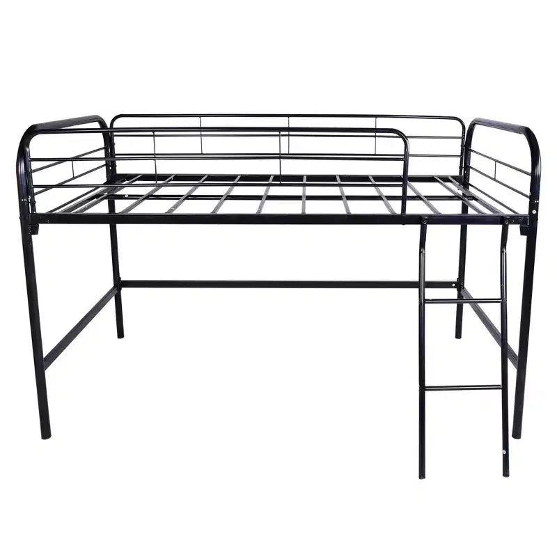 Bellemave Lit mezzanine en métal, lit mezzanine noir taille double