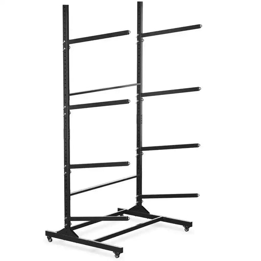 Black 2-Kayak Freestanding Storage Rack C Heavy-Duty Adjustable Stand with Lockable Wheels for Kayak/Canoe/SUP (Indoor/Outdoor Use, 1-Pack)