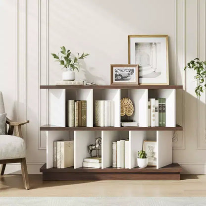 8-Cube Storage Shelf Organizer, Open Bookshelf with 10 Removable Back Panels, Display Storage Bookcase for Living Room, Bedroom, or Entryway