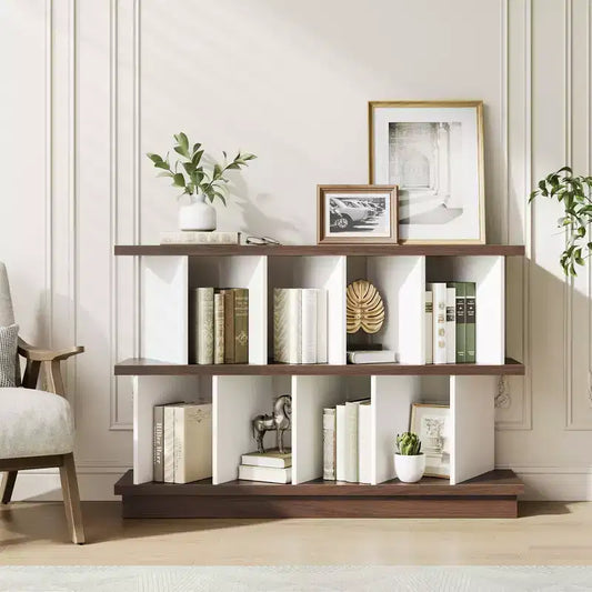 8-Cube Storage Shelf Organizer, Open Bookshelf with 10 Removable Back Panels, Display Storage Bookcase for Living Room, Bedroom, or Entryway