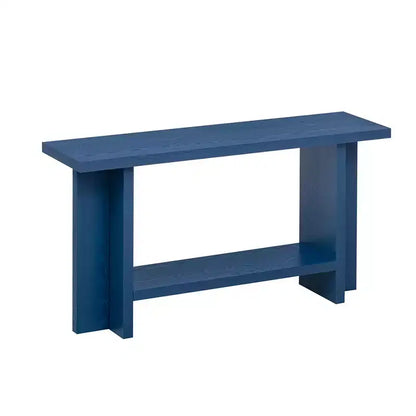 Console étroite en bois avec rangement, table d'entrée minimaliste avec pieds en T pour couloir et entrée