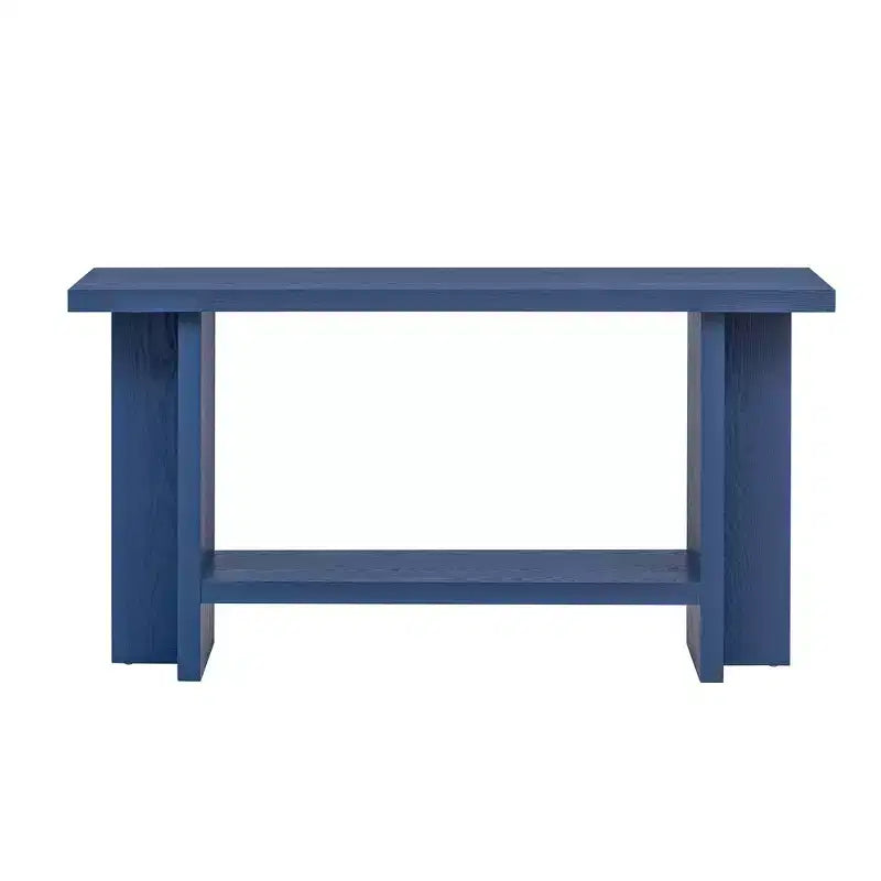 Console étroite en bois avec rangement, table d'entrée minimaliste avec pieds en T pour couloir et entrée