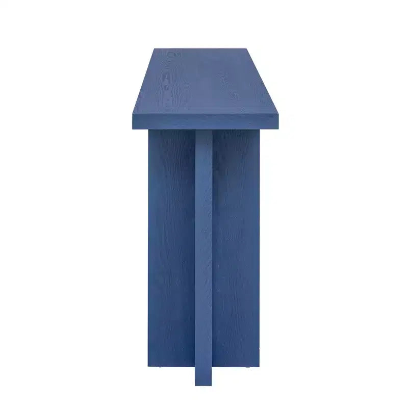 Console étroite en bois avec rangement, table d'entrée minimaliste avec pieds en T pour couloir et entrée