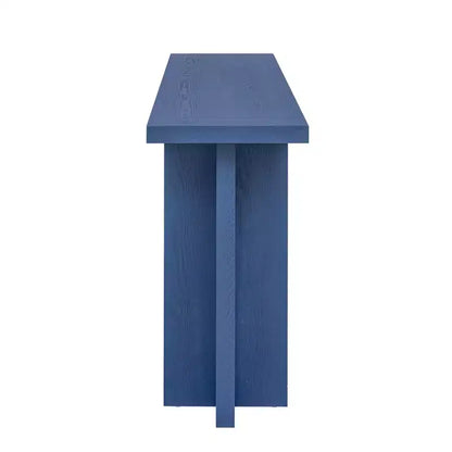 Console étroite en bois avec rangement, table d'entrée minimaliste avec pieds en T pour couloir et entrée