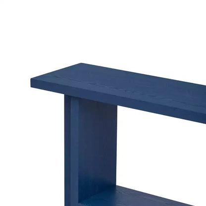 Console étroite en bois avec rangement, table d'entrée minimaliste avec pieds en T pour couloir et entrée