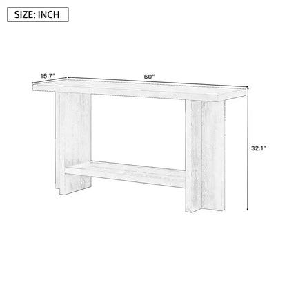 Console étroite en bois avec rangement, table d'entrée minimaliste avec pieds en T pour couloir et entrée