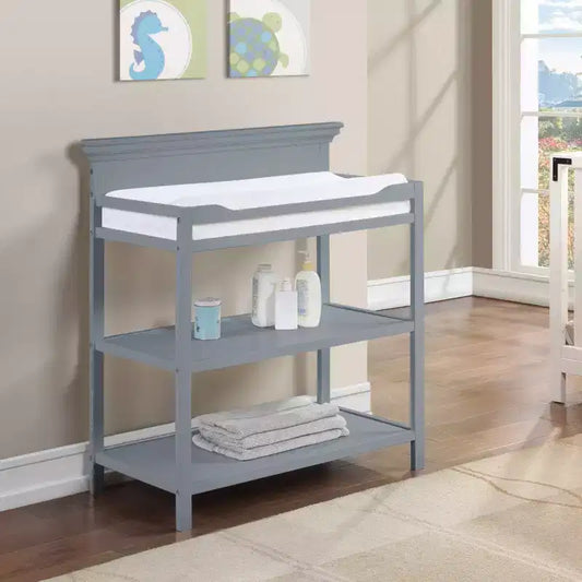 Table à langer universelle Whisen, s'adapte à tous les styles de crèche, barrières 4 côtés et design polyvalent - Gris