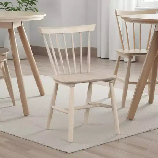 Royal Hampton Side Dining Chair Set of 2, Spindle Back, Tapered Legs, White Oak Wood