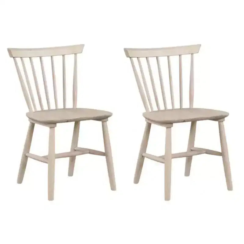 Lot de 2 chaises de salle à manger Royal Hampton, dossier à barreaux, pieds fuselés, bois de chêne blanc