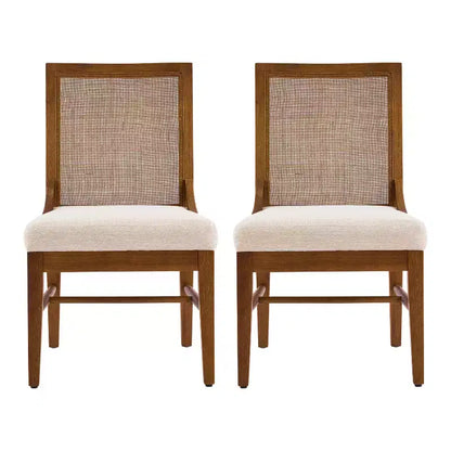 Christopher Knight Home Farida, chaise de salle à manger en bois d'hévéa rembourrée avec dossier en rotin (lot de 2)
