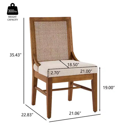Christopher Knight Home Farida, chaise de salle à manger en bois d'hévéa rembourrée avec dossier en rotin (lot de 2)