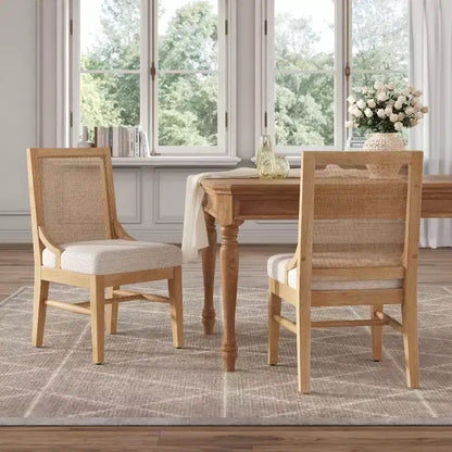 Christopher Knight Home Farida, chaise de salle à manger en bois d'hévéa rembourrée avec dossier en rotin (lot de 2)