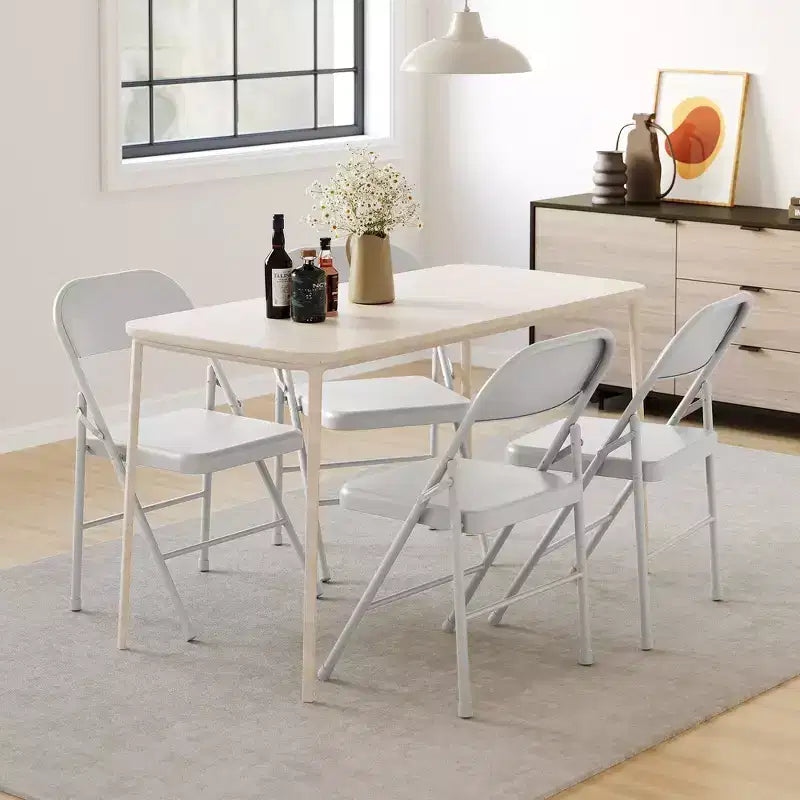 Coolmee Lot de 4 chaises pliantes en métal, ensemble de 4 chaises pliantes portables avec cadre entièrement en acier, pliables et empilables pour le bureau, la maison et l'extérieur