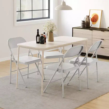 Coolmee Lot de 4 chaises pliantes en métal, ensemble de 4 chaises pliantes portables avec cadre entièrement en acier, pliables et empilables pour le bureau, la maison et l'extérieur