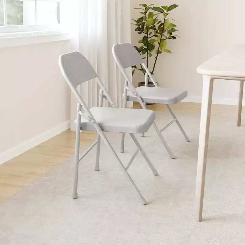 Coolmee Lot de 4 chaises pliantes en métal, ensemble de 4 chaises pliantes portables avec cadre entièrement en acier, pliables et empilables pour le bureau, la maison et l'extérieur