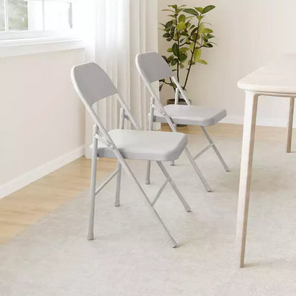Coolmee Lot de 4 chaises pliantes en métal, ensemble de 4 chaises pliantes portables avec cadre entièrement en acier, pliables et empilables pour le bureau, la maison et l'extérieur