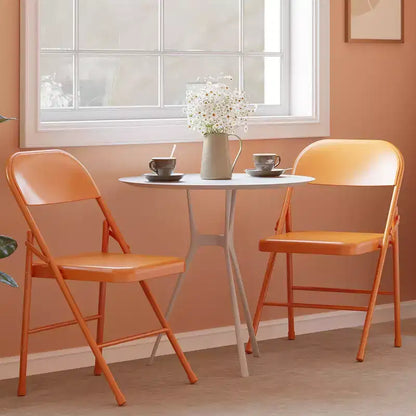 Coolmee Lot de 4 chaises pliantes en métal, ensemble de 4 chaises pliantes portables avec cadre entièrement en acier, pliables et empilables pour le bureau, la maison et l'extérieur