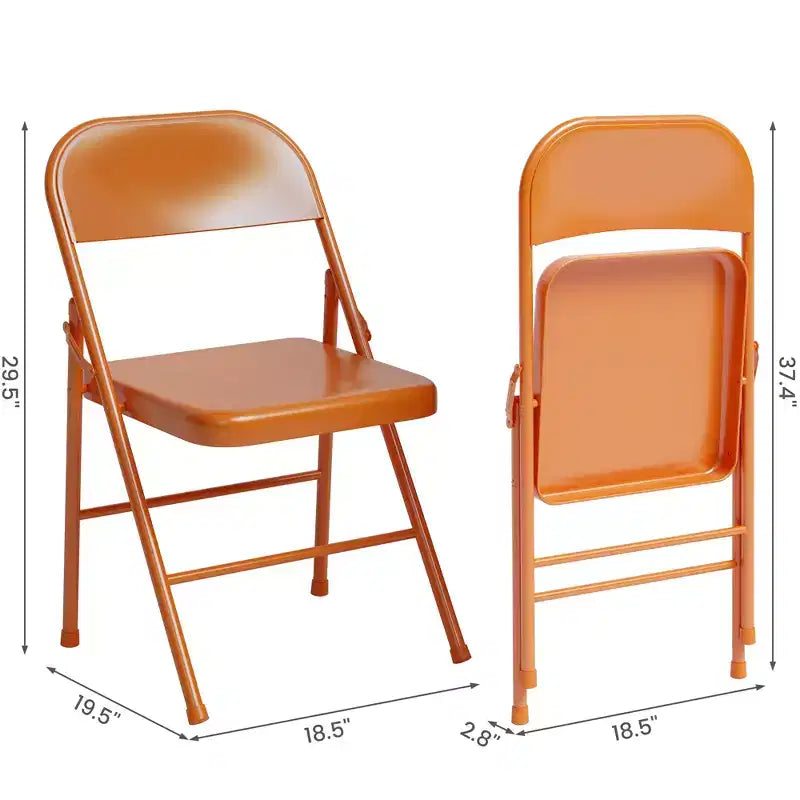 Coolmee Lot de 4 chaises pliantes en métal, ensemble de 4 chaises pliantes portables avec cadre entièrement en acier, pliables et empilables pour le bureau, la maison et l'extérieur