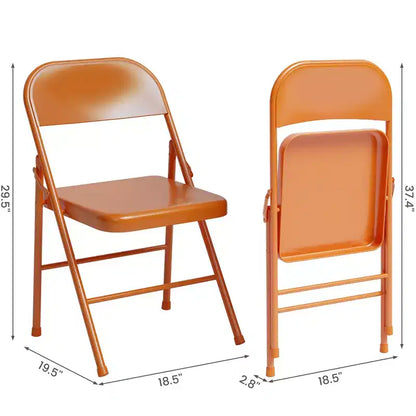 Coolmee Lot de 4 chaises pliantes en métal, ensemble de 4 chaises pliantes portables avec cadre entièrement en acier, pliables et empilables pour le bureau, la maison et l'extérieur