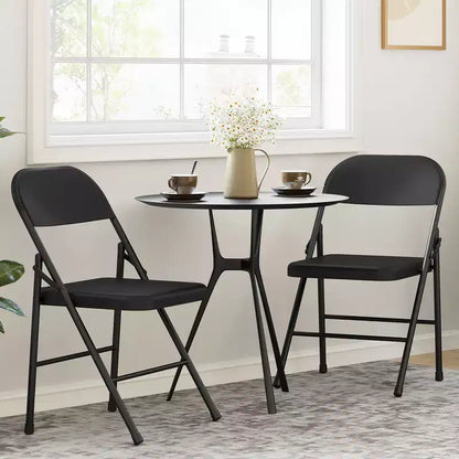 Coolmee Lot de 4 chaises pliantes en métal, ensemble de 4 chaises pliantes portables avec cadre entièrement en acier, pliables et empilables pour le bureau, la maison et l'extérieur