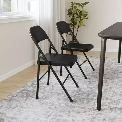 Coolmee Lot de 4 chaises pliantes en métal, ensemble de 4 chaises pliantes portables avec cadre entièrement en acier, pliables et empilables pour le bureau, la maison et l'extérieur