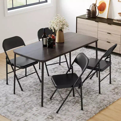 Coolmee Lot de 4 chaises pliantes en métal, ensemble de 4 chaises pliantes portables avec cadre entièrement en acier, pliables et empilables pour le bureau, la maison et l'extérieur