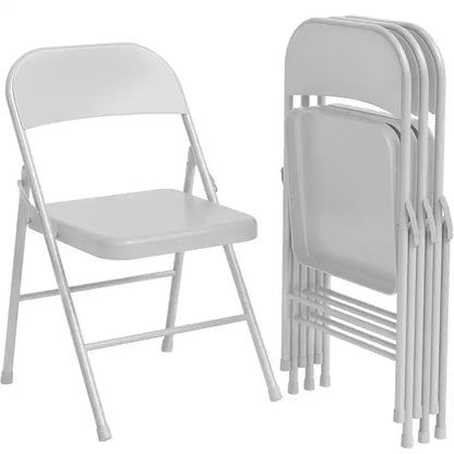 Coolmee Lot de 4 chaises pliantes en métal, ensemble de 4 chaises pliantes portables avec cadre entièrement en acier, pliables et empilables pour le bureau, la maison et l'extérieur