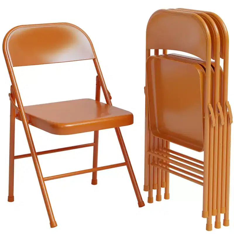 Coolmee Lot de 4 chaises pliantes en métal, ensemble de 4 chaises pliantes portables avec cadre entièrement en acier, pliables et empilables pour le bureau, la maison et l'extérieur