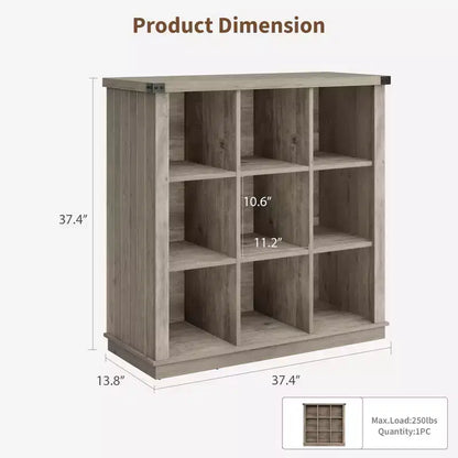 Étagère de rangement à 9 cubes, bibliothèque horizontale de style ferme à 4 niveaux, bibliothèque de rangement en bois de 95 cm pour entrée, longues étagères basses pour chambre.