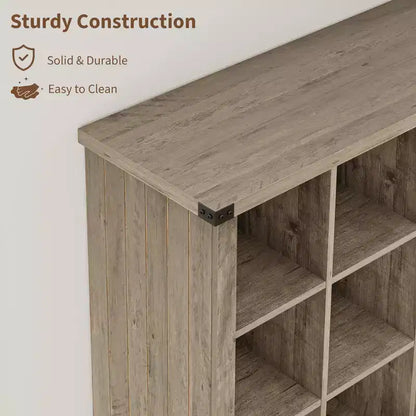 Étagère de rangement à 9 cubes, bibliothèque horizontale de style ferme à 4 niveaux, bibliothèque de rangement en bois de 95 cm pour entrée, longues étagères basses pour chambre.
