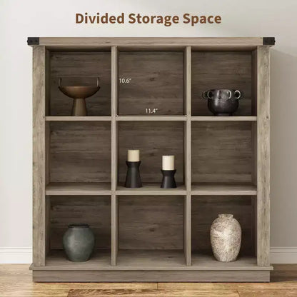 Étagère de rangement à 9 cubes, bibliothèque horizontale de style ferme à 4 niveaux, bibliothèque de rangement en bois de 95 cm pour entrée, longues étagères basses pour chambre.