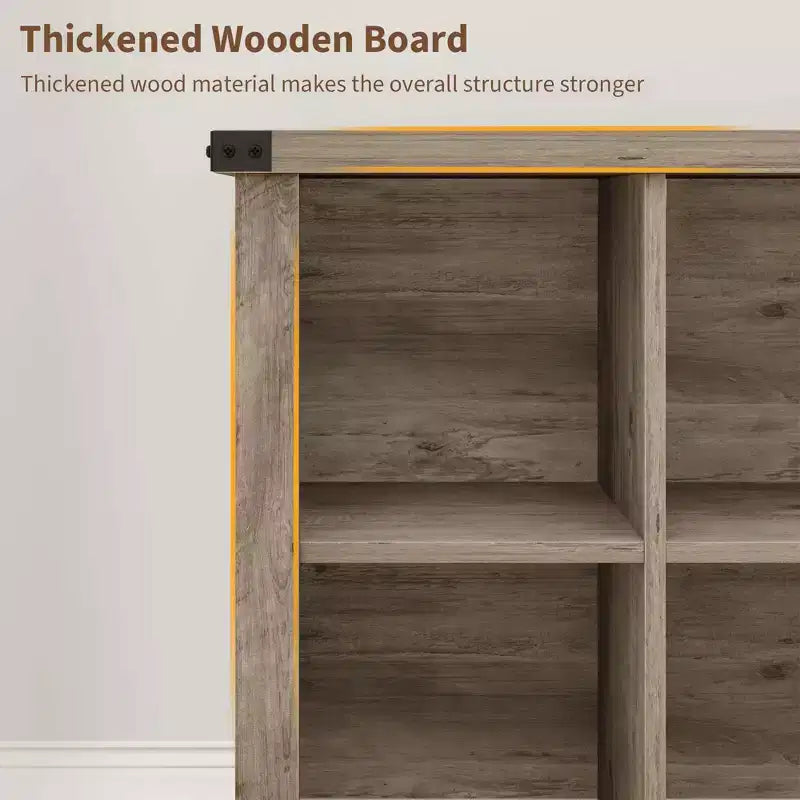 Étagère de rangement à 9 cubes, bibliothèque horizontale de style ferme à 4 niveaux, bibliothèque de rangement en bois de 95 cm pour entrée, longues étagères basses pour chambre.